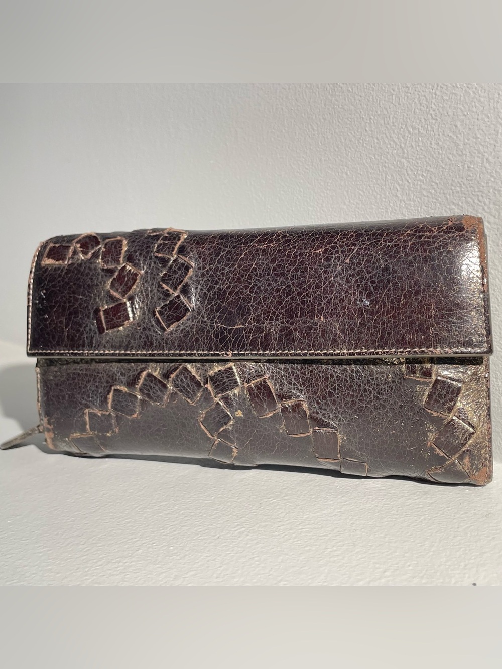 RARE Bottega Veneta Metallic Bronze Intrecciato Leather Continental Wallet
